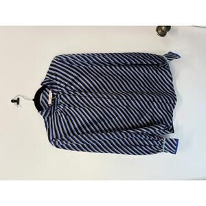 Tory Burch Striped Long Sleeve NeckTie Blouse Size 10